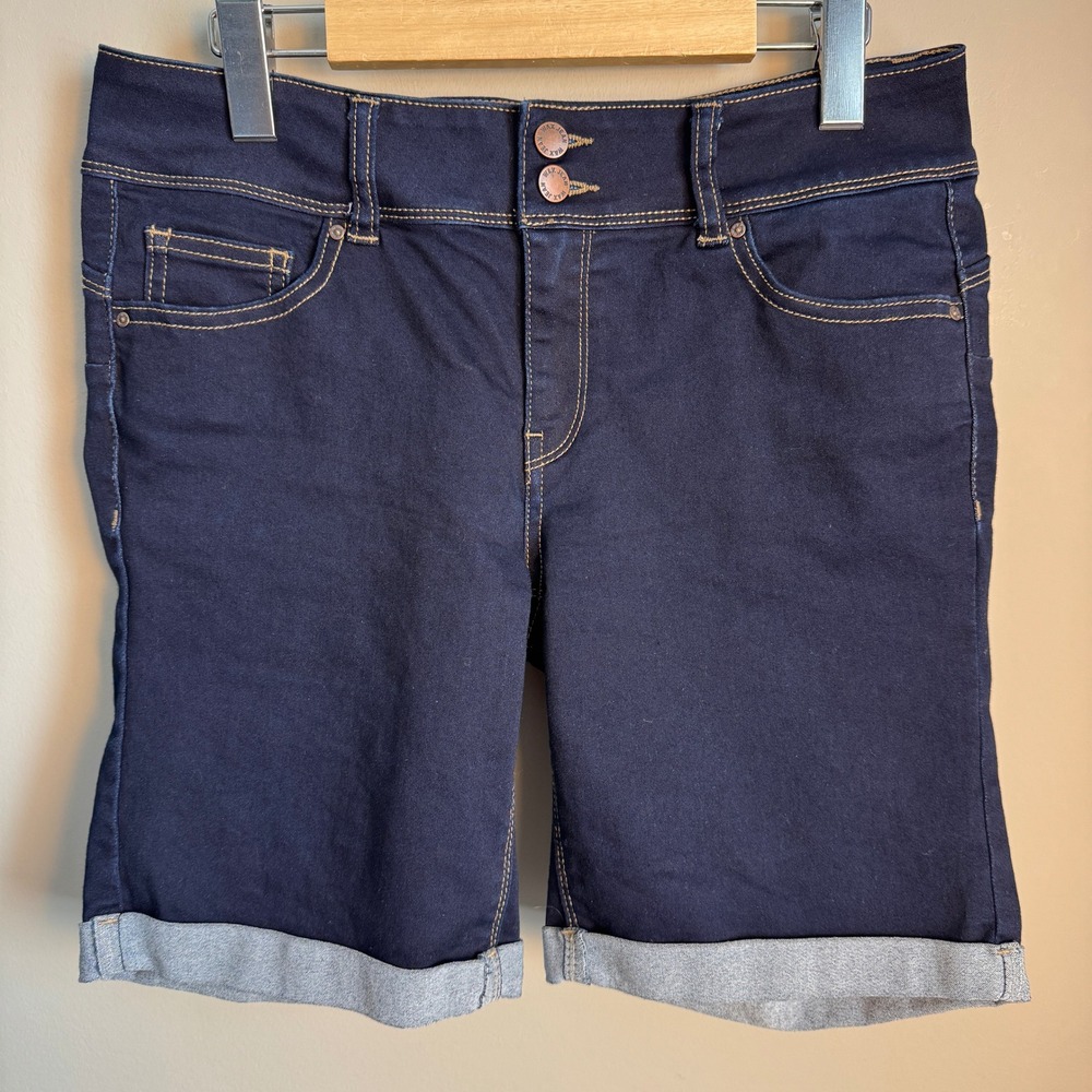 Wax Jean Butt I Love You Women's Dark Wash Denim Bermuda Shorts Blue Large Retro